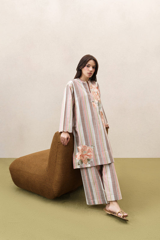 2 PIECE EMBROIDERED YARN DYED SUIT (PRET)