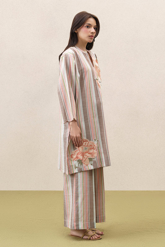 2 PIECE EMBROIDERED YARN DYED SUIT (PRET)