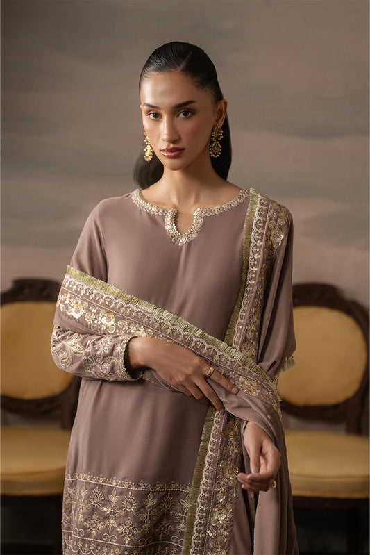 3 PIECE EMBROIDERED VELVET SUIT-ENCHANTED BLAZE ( LUXURY UNSTITCHED )