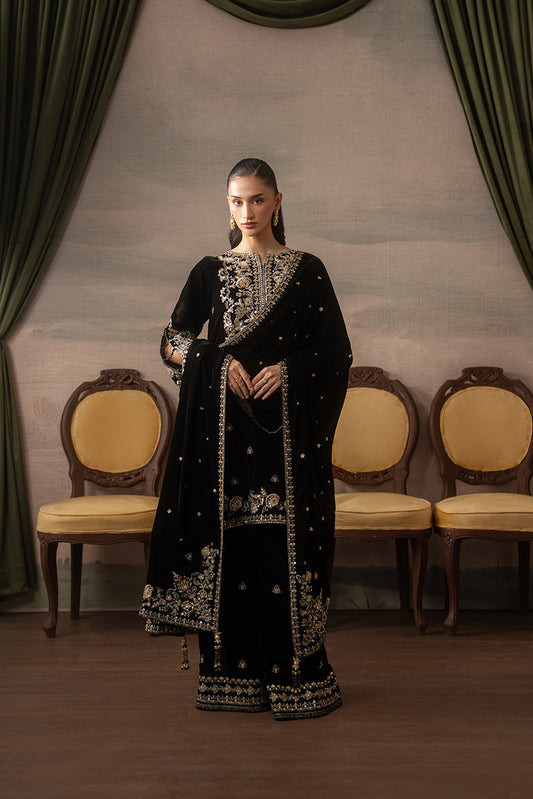 3 PIECE EMBROIDERED VELVET SUIT-MIDNIGHT SOIRÉE ( LUXURY UNSTITCHED )