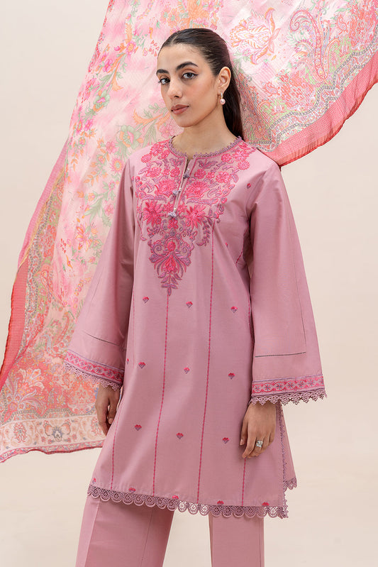 3 PIECE EMBROIDERED LAWN SUIT-ETHNIC ROUGE (UNSTITCHED)