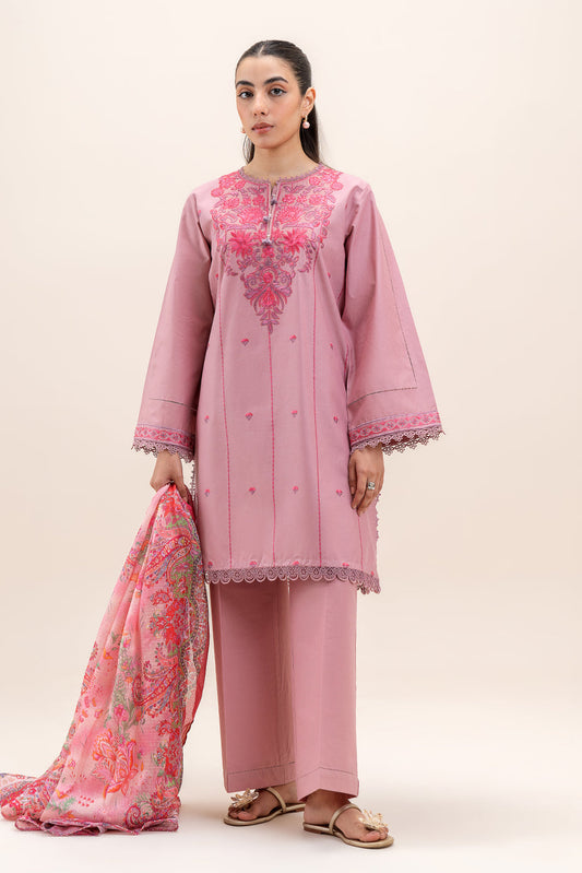 3 PIECE EMBROIDERED LAWN SUIT-ETHNIC ROUGE (UNSTITCHED)