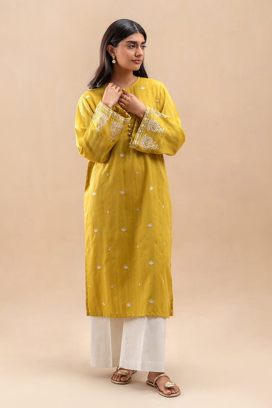 1 PIECE EMBROIDERED LENO KARRA SHIRT-MOSS GREEN (UNSTITCHED)