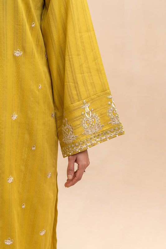 1 PIECE EMBROIDERED LENO KARRA SHIRT-MOSS GREEN (UNSTITCHED)