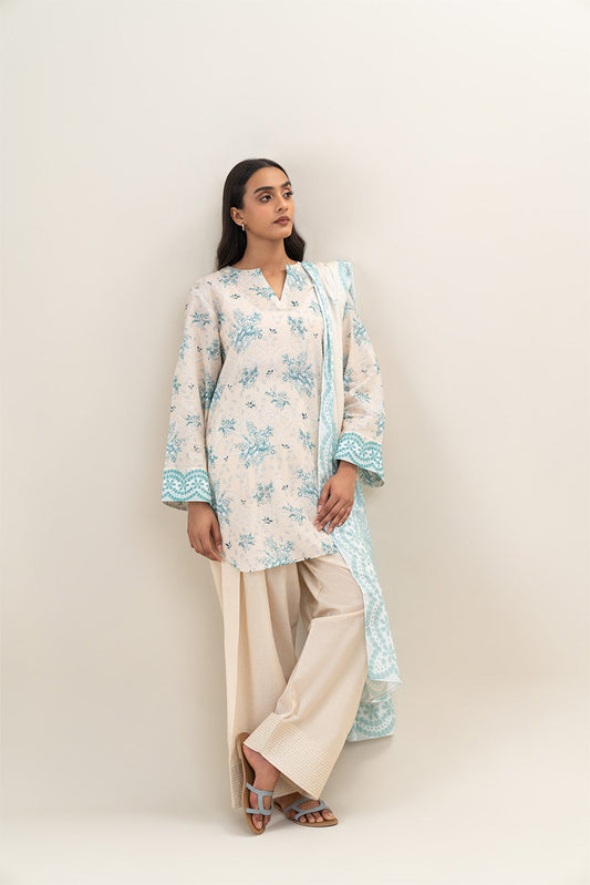3 PIECE PRINTED LAWN SUIT-IVORY GLAM (UNSTITCHED)