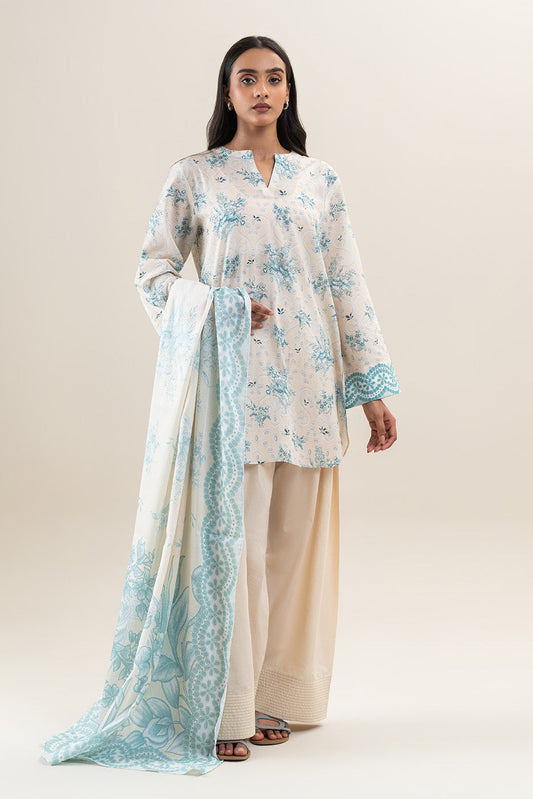 3 PIECE PRINTED LAWN SUIT-IVORY GLAM (UNSTITCHED)