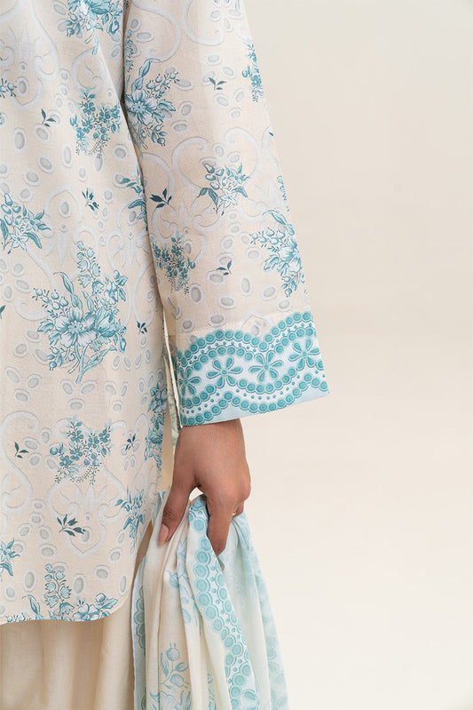 3 PIECE PRINTED LAWN SUIT-IVORY GLAM (UNSTITCHED)