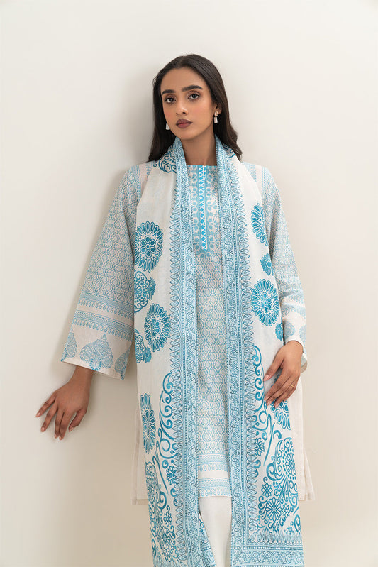 3 PIECE PRINTED LAWN SUIT-SAPPHIRE MAZE (UNSTITCHED)